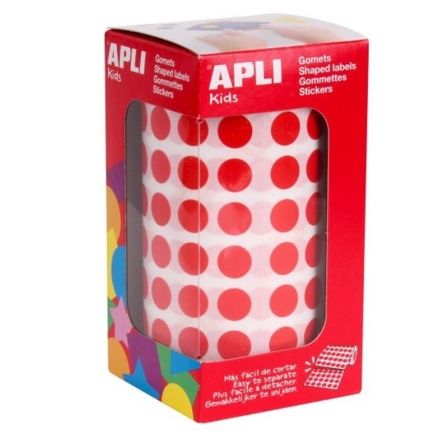 Apli Gomets Redondos 15mm Rojo en Rollo de 2832 Unidades